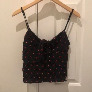 Brandy Melville Tie Front Floral Embroidered Tank